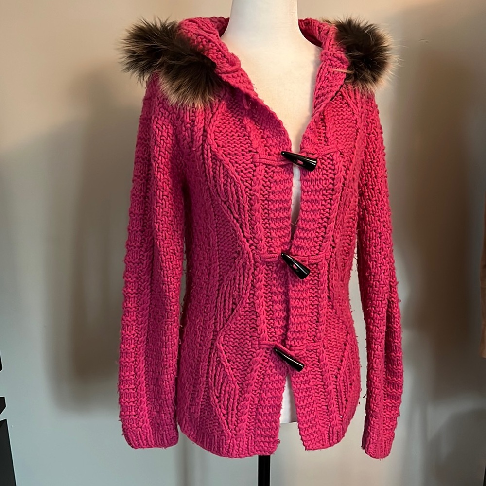 Hot pink duffle Jacket with beautiful fit hoodie